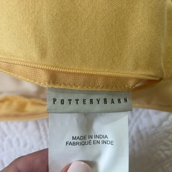 2 Pottery Barn Pillow Covers Yellow With Oatmeal Embroidered Butterflies 20X20 - Picture 2 of 4
